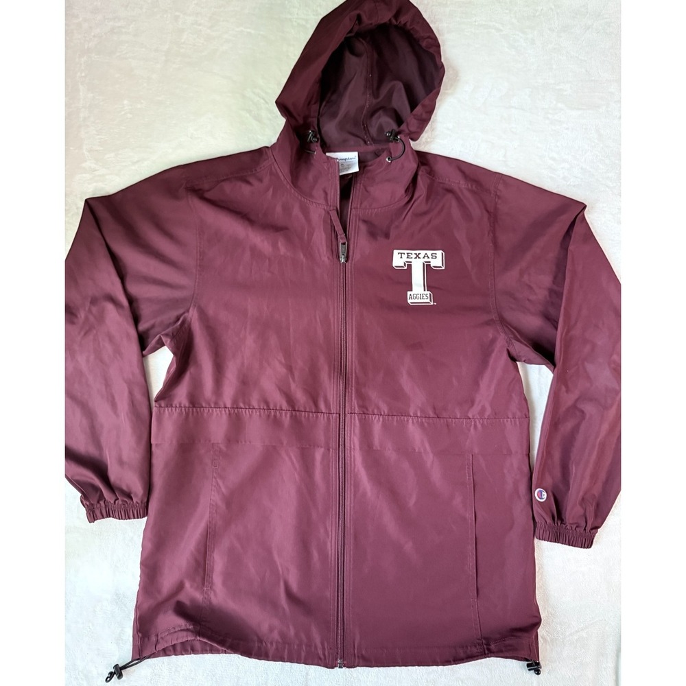 Champion Texas Aggies Hooded Windbreaker Jacket Maroon Medium